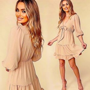 ✨HOST PICK✨LAST ONE!! Lavishly Made Creamy Beige Boho Babydoll Dress​